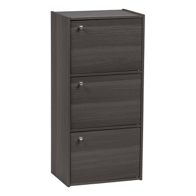 IRIS 3 Door Wood Storage Shelf Gray