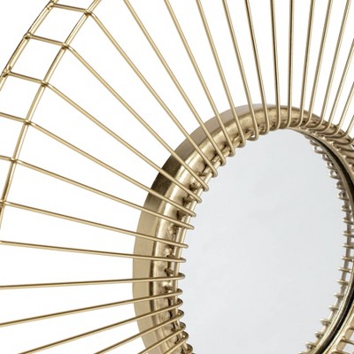 Ariston Gold Sunburst Frameless Round Wall Mirrors Set of 3