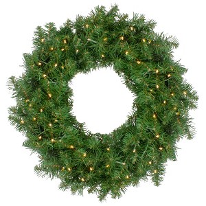 Northlight Pre-Lit Whitmire Pine Artificial Christmas Wreath - 24" - Warm White LED Lights - 1 of 4
