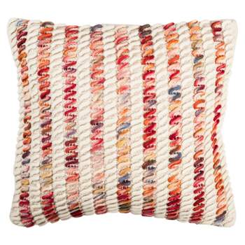 18x18 Hand Woven Rust Geo Stripe Outdoor Pillow Polyester With Polyester  Fill By Foreside Home & Garden : Target