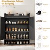 Black Shoe Cabinet with 2 Rattan Doors, 5-Tier Shoe Storage Cabinet with Adjustable Shelves, Wooden Shoe Organizer for Entryway, Hallway, Living Room - 3 of 4