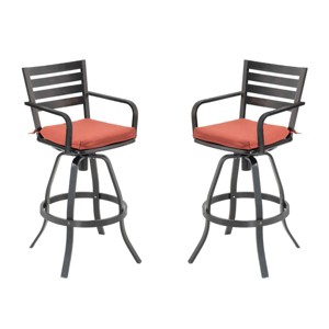 2pk Outdoor Cast Aluminum Swivel Bar Stool with Cushion Red - Crestlive Products: Patio Dining & Bistro Chairs - 1 of 4
