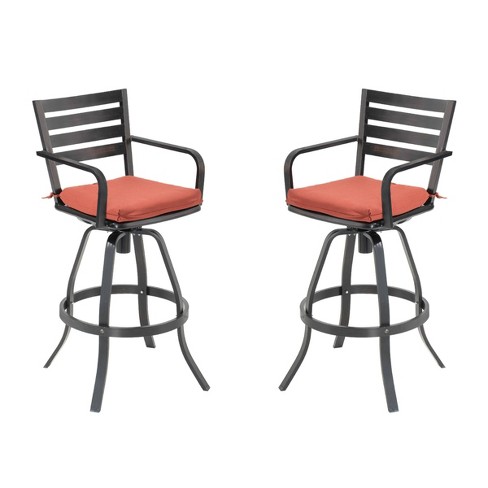 2pk Outdoor Cast Aluminum Swivel Bar Stool With Cushion Red Crestlive Products Patio Dining Bistro Chairs Target