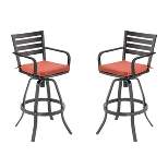 2pk Outdoor Cast Aluminum Swivel Bar Stool with Cushion Red - Crestlive Products