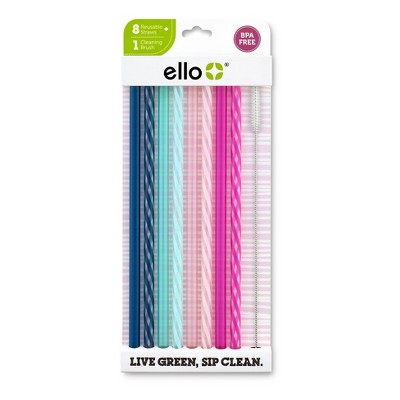 Ello 4pk Stainless Straws With Silicone Tips : Target