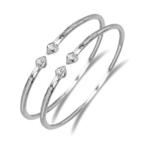 Better Jewelry, Bulb Ends .925 Sterling Silver West Indian Bangles, 1 pair - 1 of 4
