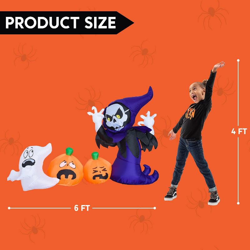 Joiedomi 6ft Halloween Inflatable Ghost Grim Reaper, 3 of 6