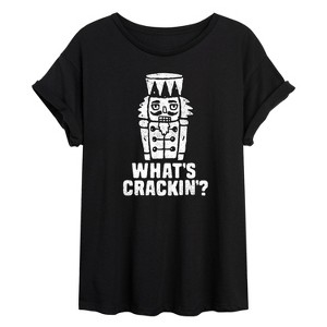 Women's - Instant Message - Whats Crackin Oversized Graphic T-Shirt - 1 of 4