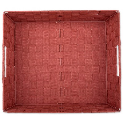 Rustic Trapezoid Woven Nylon Storage Bin Set with Metal Handles