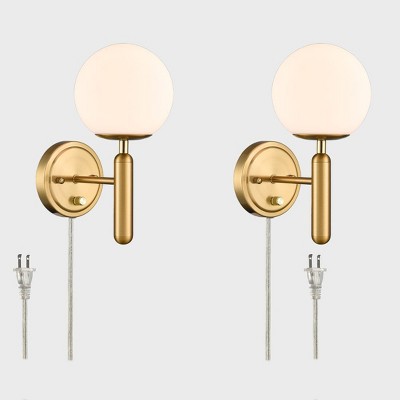Claxy Modern Brass Plug in Wall Sconces Set of 2