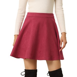 INSPIRE CHIC Women's Basic Faux Suede Flared Casual Mini Skater Skirt - 1 of 4