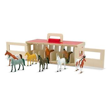  Melissa &-Doug Latches Wooden Activity Barn with 6 Doors, 4  Play Figure Farm Animals, Multicolored, 10.25” x 9” x 7.5” : Toys & Games