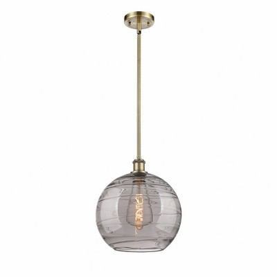 Athens Deco Swirl - 1 Light Stem Hung Mini Pendant In Industrial Style-15 Inches Tall and 12 Inches Wide