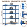 5 Tier Garage Storage Shelves, 2500LBS Capacity Metal Shelving Unit for Garage, Industrial, Warehouse, Kitchen, Closet, , Blue - 3 of 4