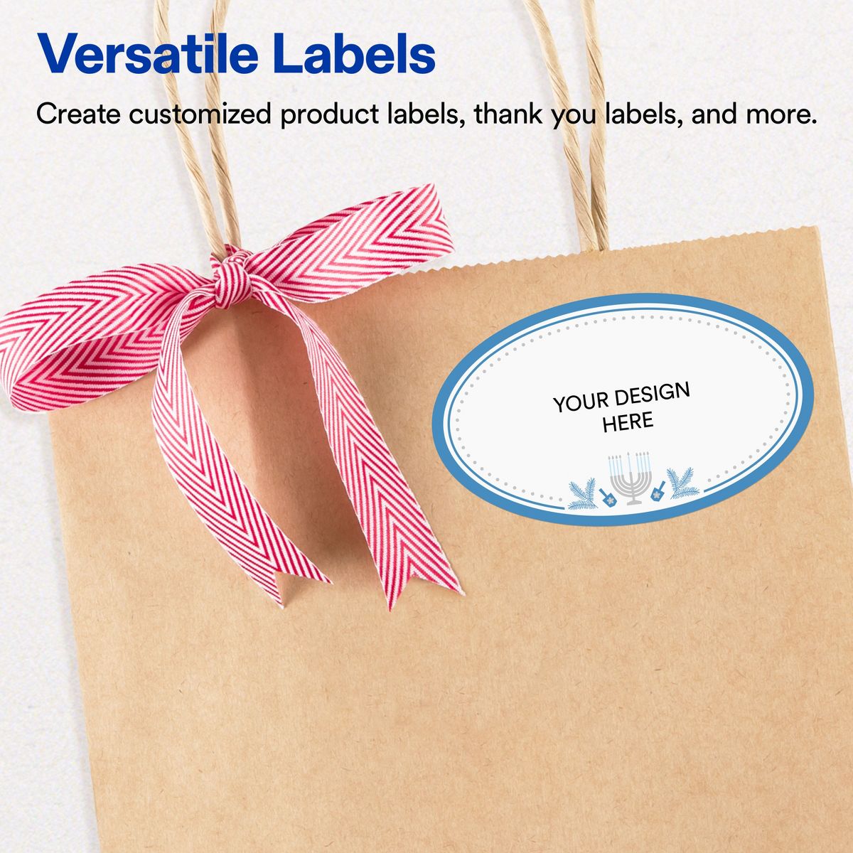Avery® Labels, 2" x 3-1/3", Glossy, Silver Menorah Frame, 160 - thumbnail 4