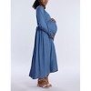 Women's Long Sleeve Button Front Maternity Midi Dress | Motherhood Maternity - 3 of 4