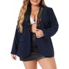 Agnes Orinda Women's Plus Size Shiny Sequin Button Lapel Party Casual Work Blazers - 2 of 4