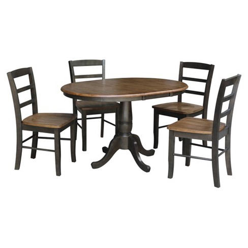 36 Ashland Round Extendable Dining, Round Drop Leaf Table And 4 Chairs