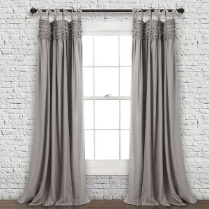 Home Boutique Lydia Ruffle Window Curtain - Gray - 40 x 84 - 2 Panel Set - 1 of 1