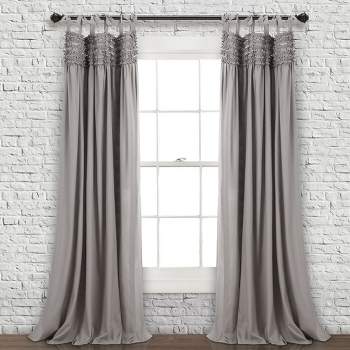 Home Boutique Lydia Ruffle Window Curtain - Gray - 40 x 84 - 2 Panel Set