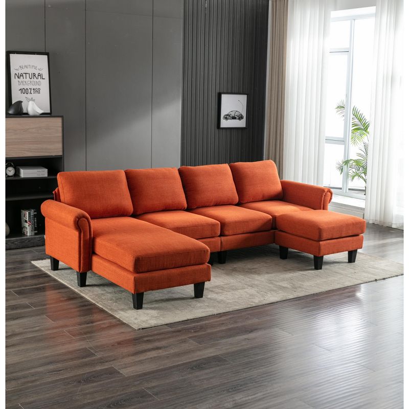 108" U-Shape Convertible Sectional Sofa Couch with Movable Ottoman-ModernLuxe, 1 of 15