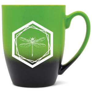 Elanze Designs 12 Ounce Ceramic Decorative Laser Engraved Geometric Design Giftable Novelty Tea Coffee Cup Mug Green and Black Dragonfly - 1 of 4