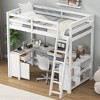 TIRAMISUBEST Twin/Full Size Loft Bed with U-shaped Desk, 1 Drawer and Storage Shelves, Solid Wood Loft Bedframe with Storage Cabinet and Ladder - 2 of 4