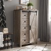 SinCiDo Farmhouse Modern 5 Drawer Tall Dresser w/Sliding Barn Door, Storage Organizer Dresser for Bedroom, Living Room & Kids Room - 3 of 4