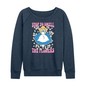 Women's - Disney - Alice in Wonderland Lightweight French Terry Wide Neck Long Sleeve Shirt - 1 of 4