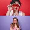 4E's Novelty Red and Pink Heart Sunglasses for Women, Transparent Light Pink & Red Color Rimless Glasses - 3 of 4
