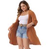 Agnes Orinda Women's Plus Size Open Front 3/4 Sleeve Swiss Dots Lightweight Flowy Casual Cardigan - 2 of 4