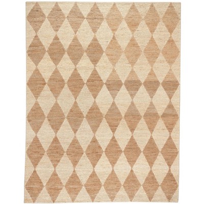 Natural Diamond Pattern Handwoven Cotton Rug, 2' x 3'