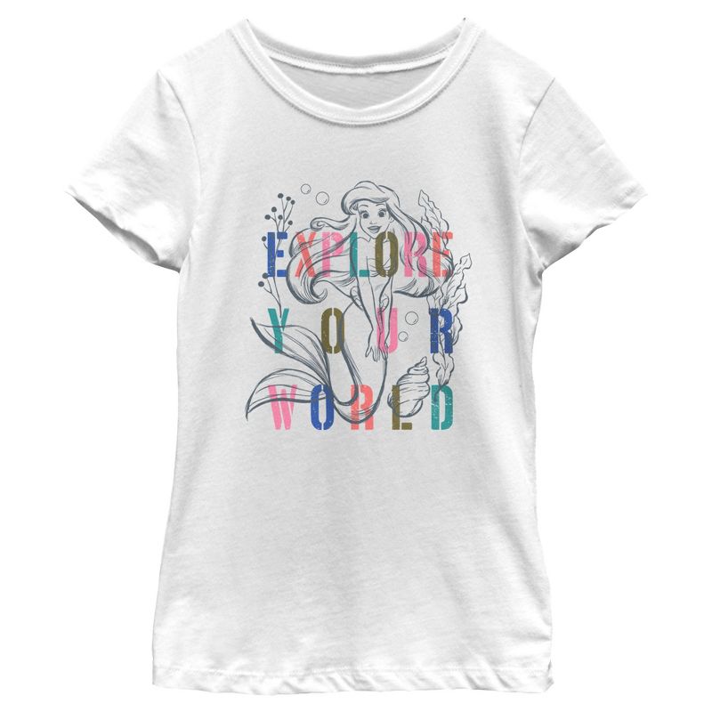 Girl's The Little Mermaid Ariel Explore Your World T-Shirt, 1 of 5