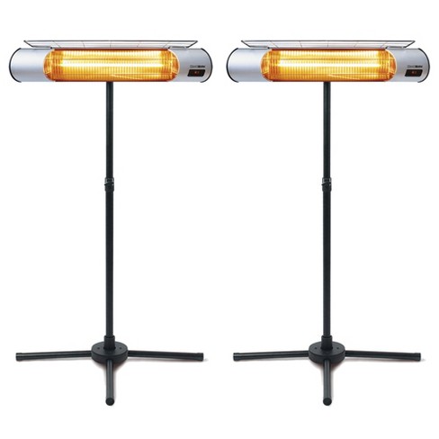 Sengoku Heatmate Weatherproof Outdoor Graphite Heater With Tripod Stand And  Remote Control For Decks, Patios, And Backyard Areas, Silver (2 Pack) :  Target