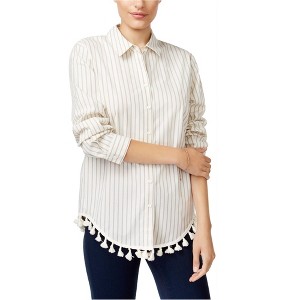 Kensie Womens Tassel Button Up Shirt - 1 of 1