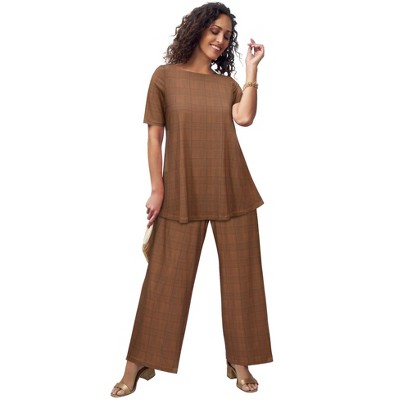 Jessica London Stretch Knit Wide Leg Pant
