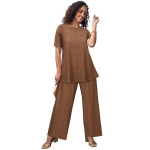 Jessica London Stretch Knit Wide Leg Pant - 1 of 4