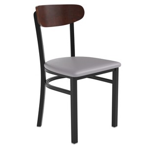 Emma and Oliver Industrial Dining Chair with Rolled Steel Frame and Solid Wood Seat - 500 lbs. Static Weight Capacity - 1 of 4