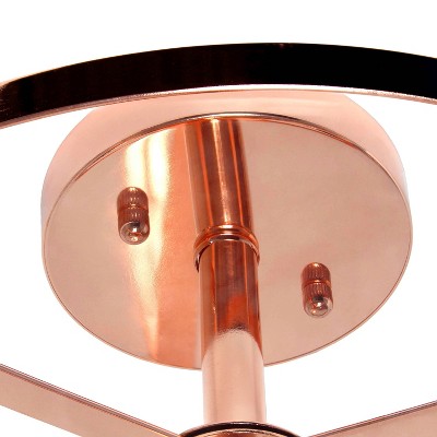 Rose Gold 3-Light 13" Glass & Iron Industrial Farmhouse Semi-Flushmount