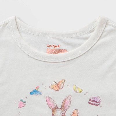 Cat & Jack Girls' 2pk Adaptive Short Sleeve 'Heart & Bunny' Graphic T-Shirt - Cat & Jack™ Pink/Cream XL — фото 3