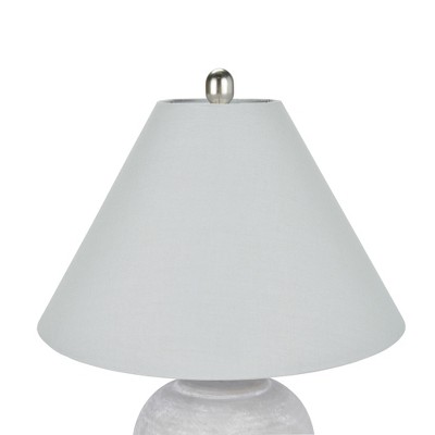 23" Grey Unglazed Ceramic Jar Table Lamp with White Shade
