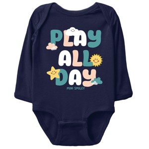 The Juniper Shop Mini Smiley Play All Day Long Sleeve Bodysuit - 18M - Navy - 1 of 4
