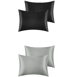 Unique Bargains Hair and Skin Envelope Closure Breathable Satin Pillowcase 4 Pcs - 1 of 4