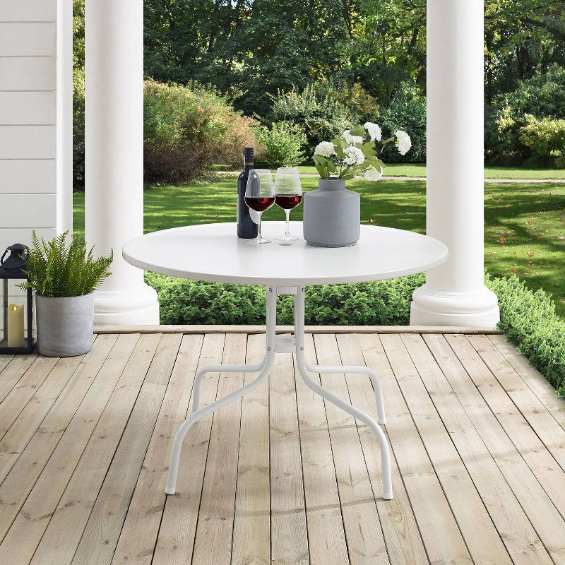 Griffith 40&#34; Outdoor Round Dining Table - White Satin - Crosley, 6 of 10