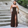 Clotth Women's Strapless Maxi Dress - Halter Neckline with Draped Back Detail, Long Skirt with Streamers,Backless Dress with Slit - 4 of 4