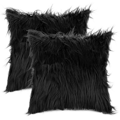 Unique Bargains Plush Decorative Solid Throw Modern Bedroom Pillow Covers 2 Pcs