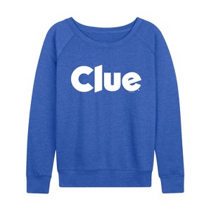 Women's - Clue - Clue Logo Lightweight French Terry Wide Neck Long Sleeve Graphic Shirt - 1 of 3
