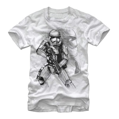 Men's Star Wars The Force Awakens First Order Stormtrooper Sketch T-Shirt -  White - Small