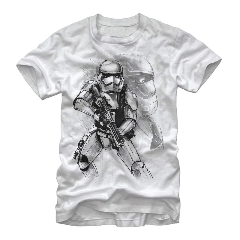Men's Star Wars The Force Awakens First Order Stormtrooper Sketch T-Shirt, 1 of 5