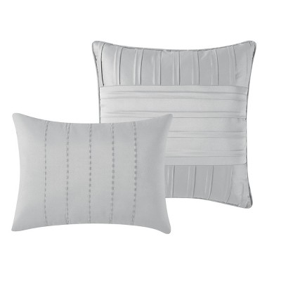 James Pleated Gray King Microfiber Bed in a Bag Set
